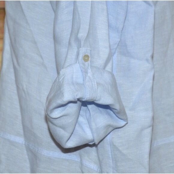 Tahari Womens Blue 100% Linen Button Up Tunic Blouse Size 2X Casual Lagenlook - Picture 4 of 13